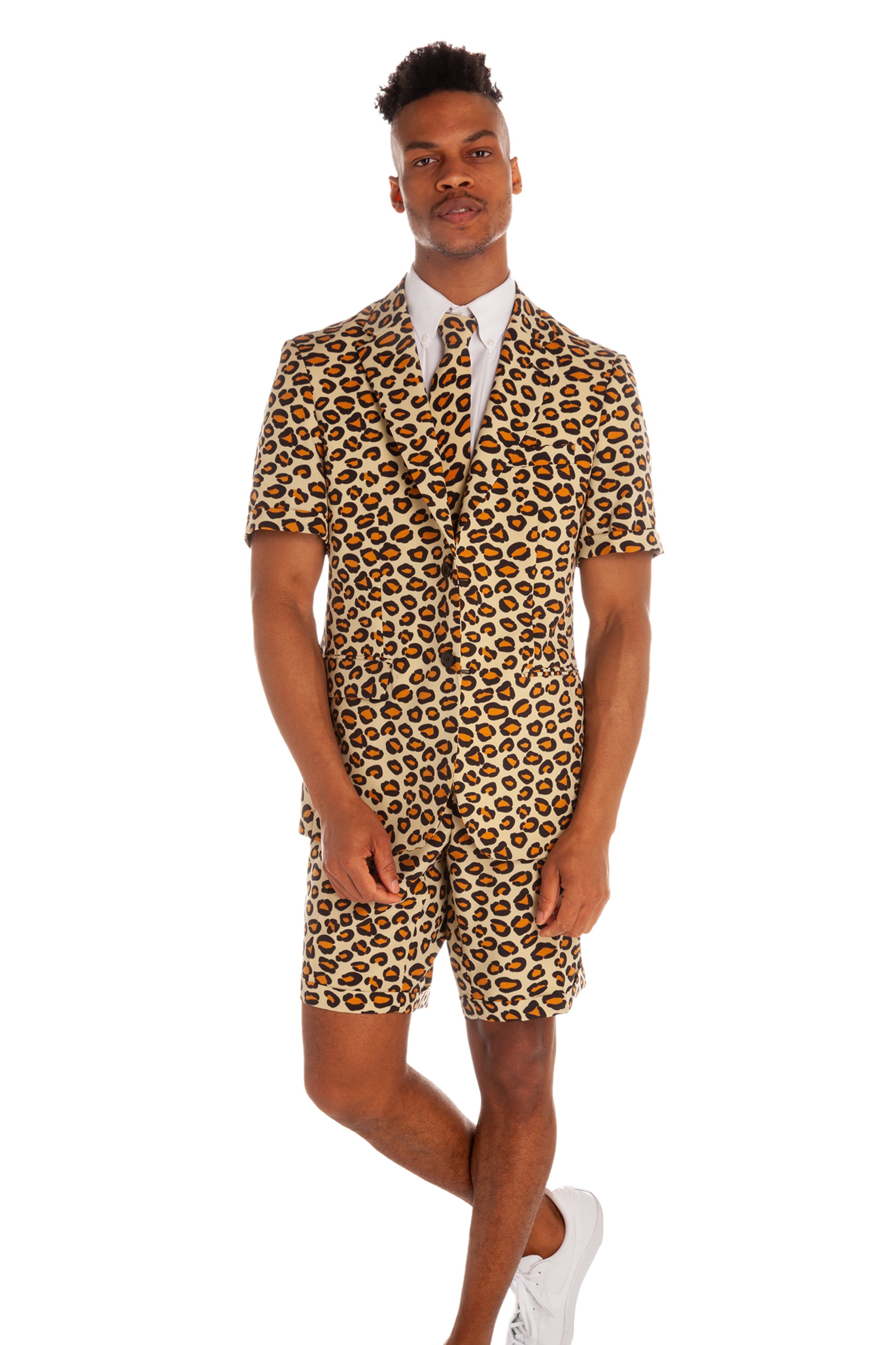 Summer Jungle Cat Leopard Print Shorts Suit